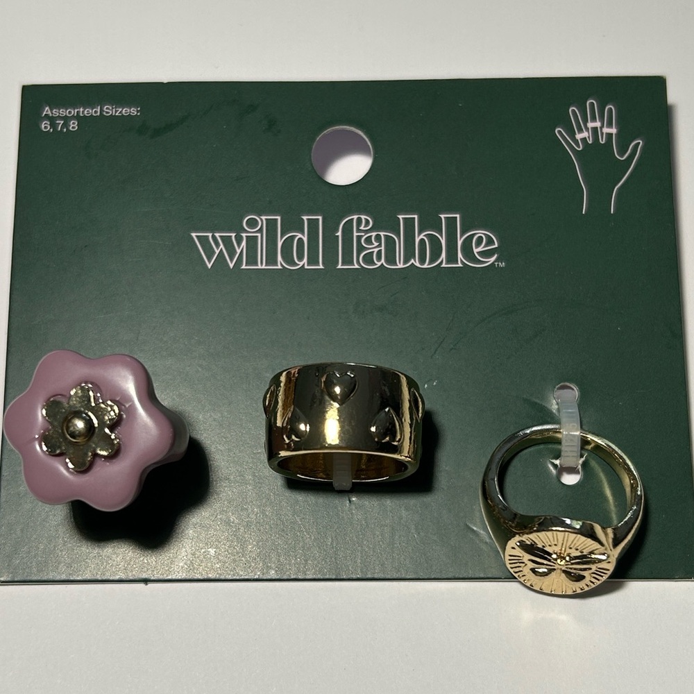 Wild Fable Gold and Purple Ring Trio Assorted Sizes (6,7,8)
